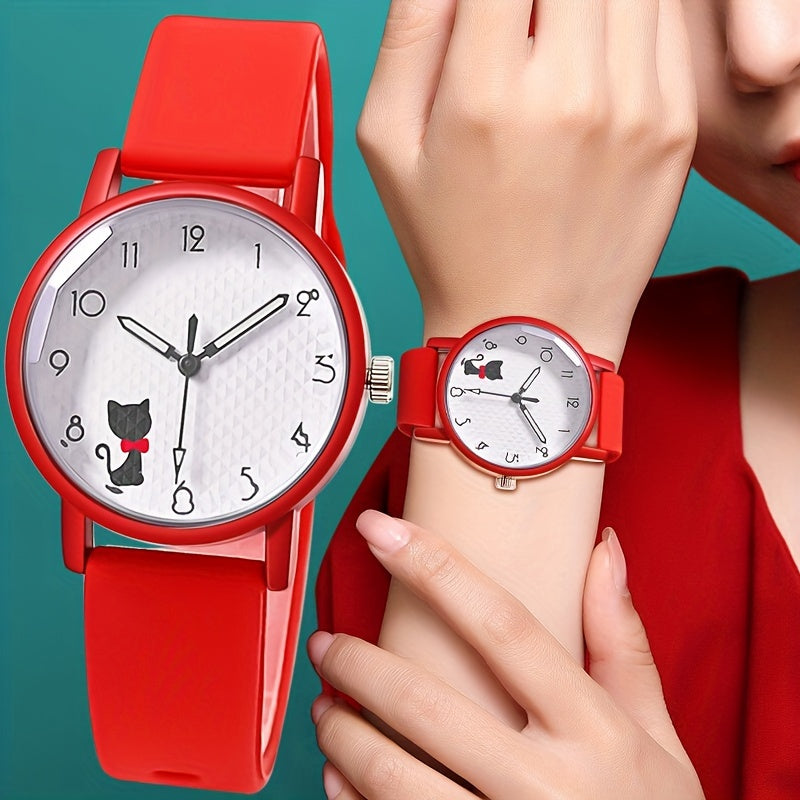 Women's Quartz Watch with Silicone Strap for Casual Street Sports