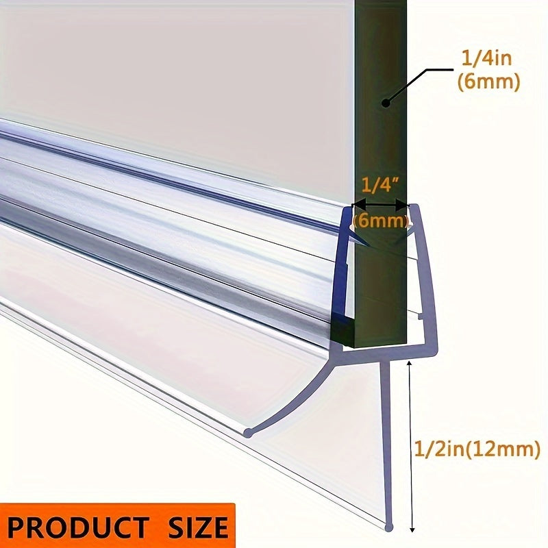 Shower Door Seal Strip for Leak Prevention, Easy to Install, Frameless Design