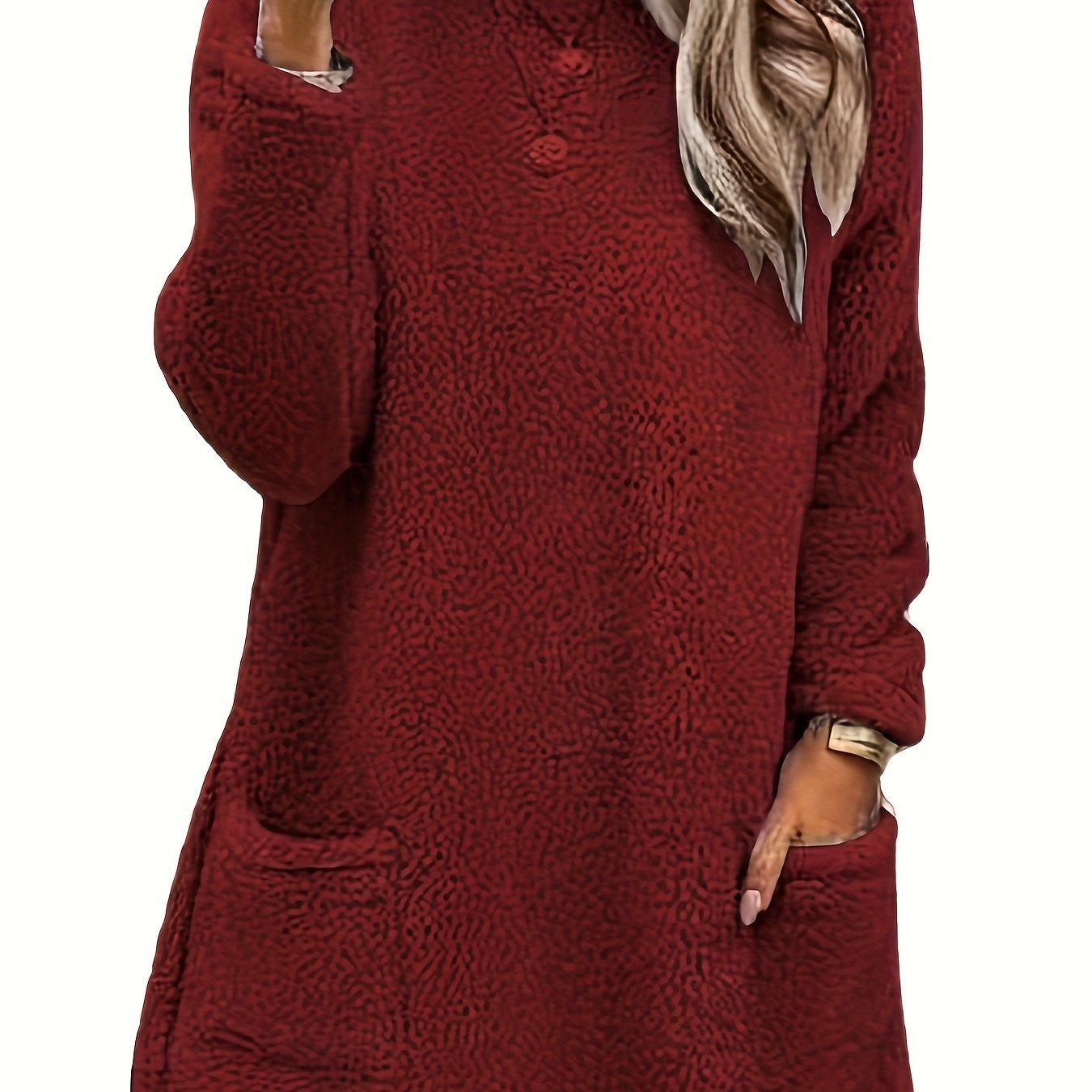 Толстовка женская большого размера из мягкого флиса с длинными рукавами, круглый вырез, пуловер