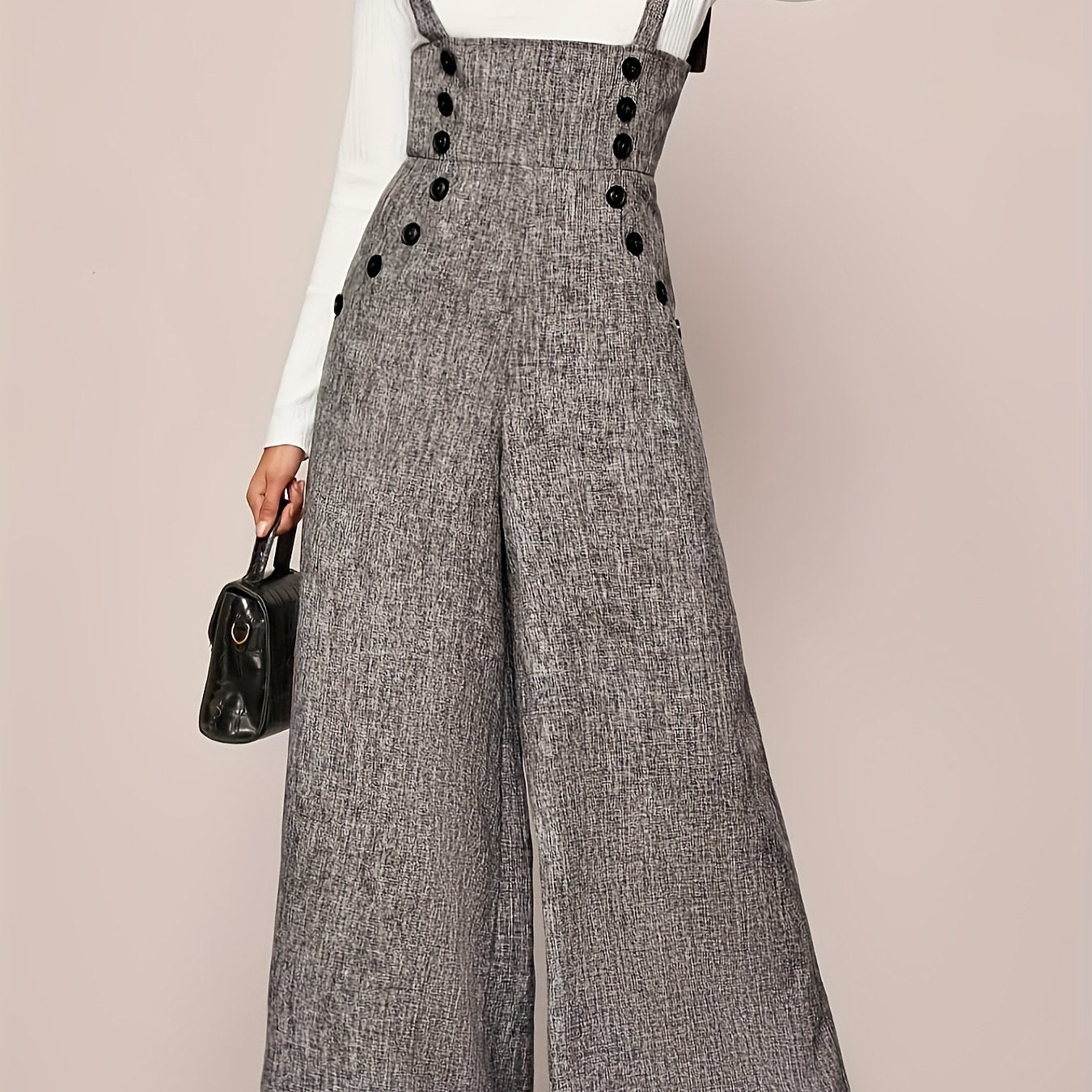 Women's Wide-Leg Jumpsuit Sleeveless Backstrap Adjustable Suspenders All-Season Solid