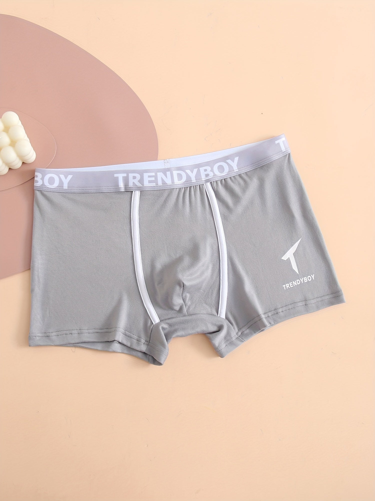 Men's Cotton Boxer Briefs Set 3 Solid Color Fashion Letter Print Breathable Underwear