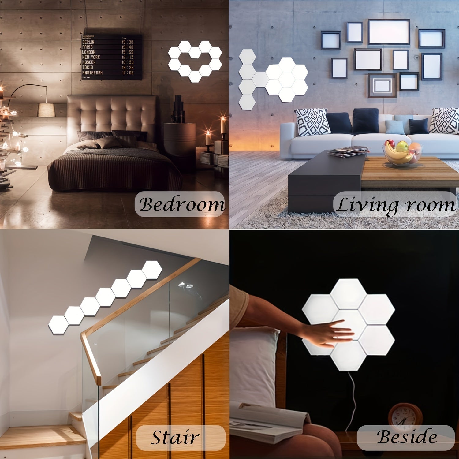 6-Pack Hexagonal LED Wall Lights Touch Control Night Light Energy-Efficient Neutral White