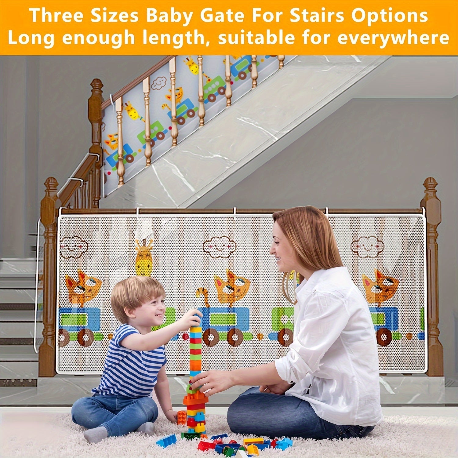 Safety Net for Staircases and Balconies with Colorful Prints