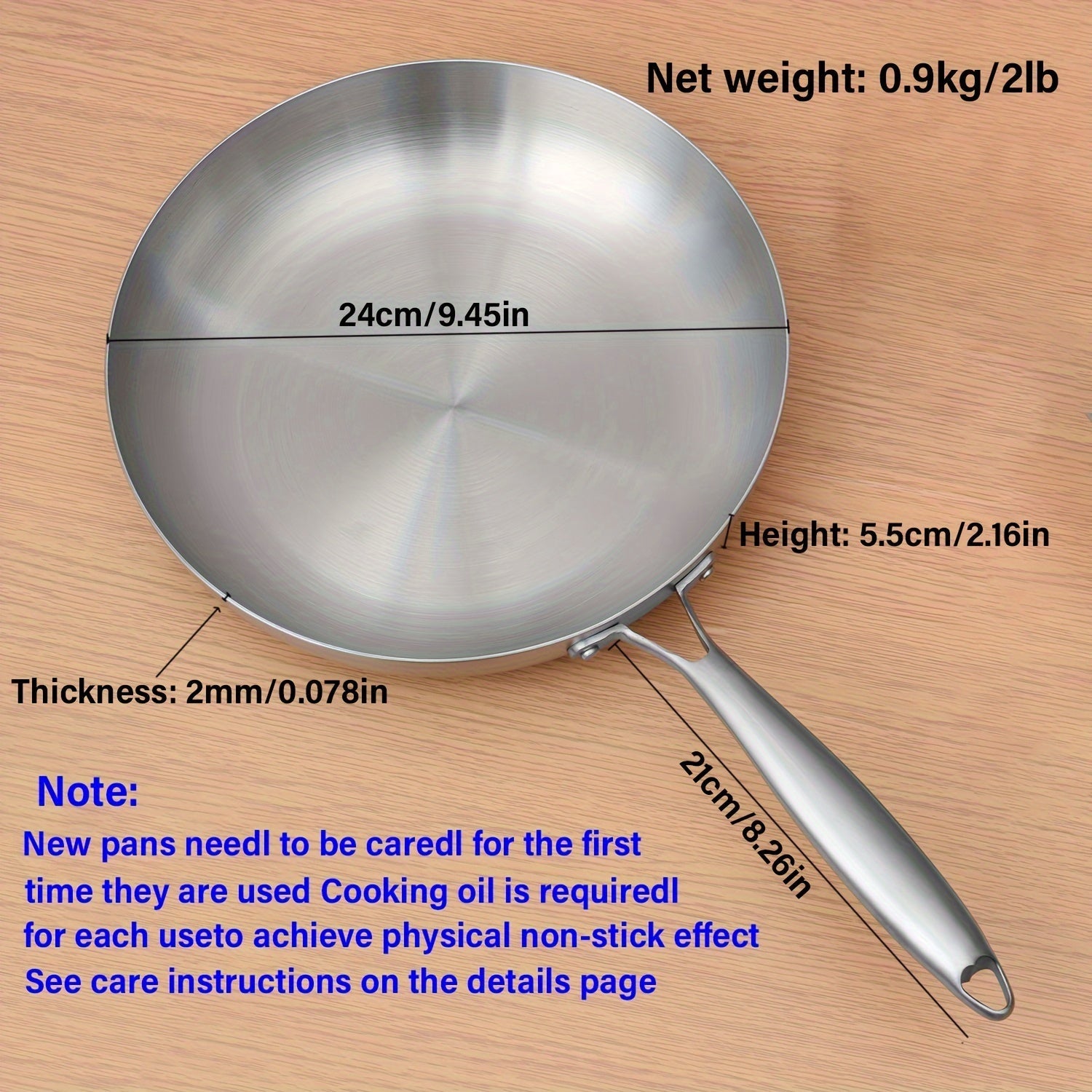 Stainless Steel Non-Stick Frying Pan Tri-Ply Induction Safe Dishwasher Safe 10 Inch