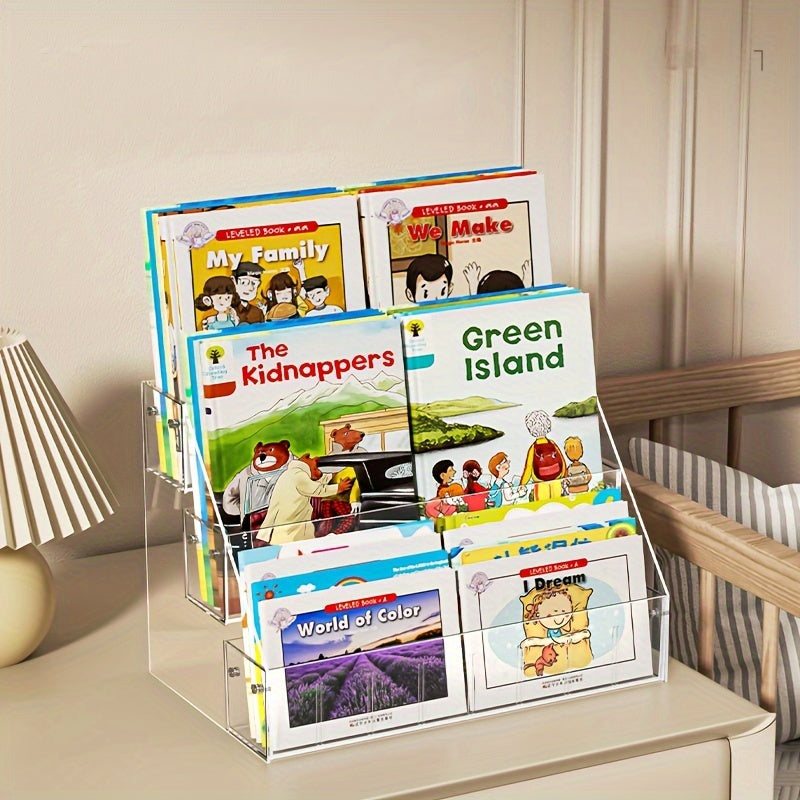 Ko'p funksiyali Shaffof Akril Kitoblik - Zamonaviy, Mustahkam Saqlash Birligi Uy va Ofis uchun, Oson yig'iladigan, Kitoblar va Ta'lim buyumlari uchun ko'rinadigan Egasi, Ko'p qavatli Kitoblik