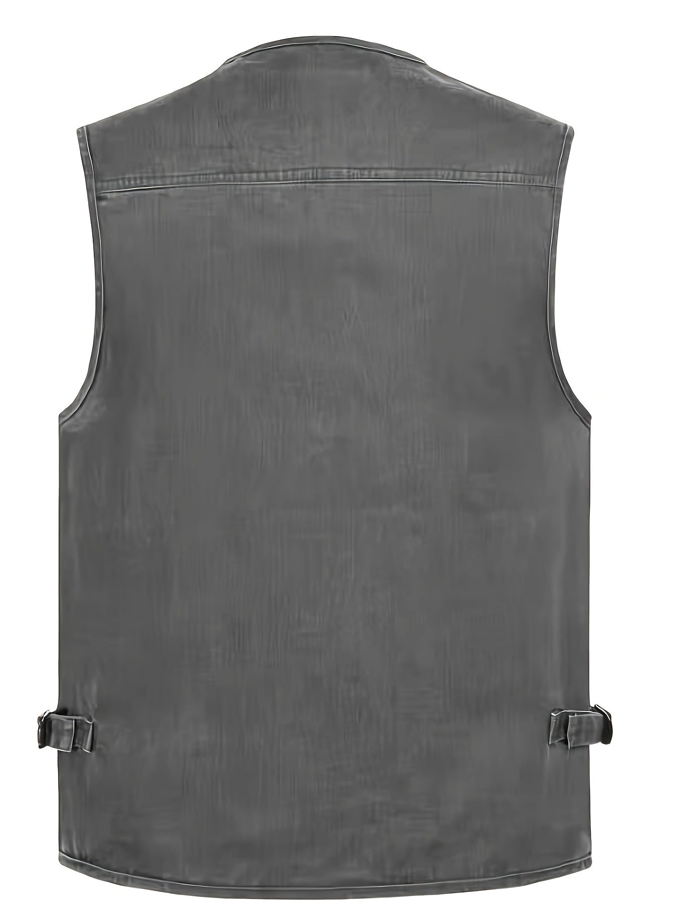 Plus Size Men's Cotton Blend Vest with Multiple Pockets for Spring Fall Winter