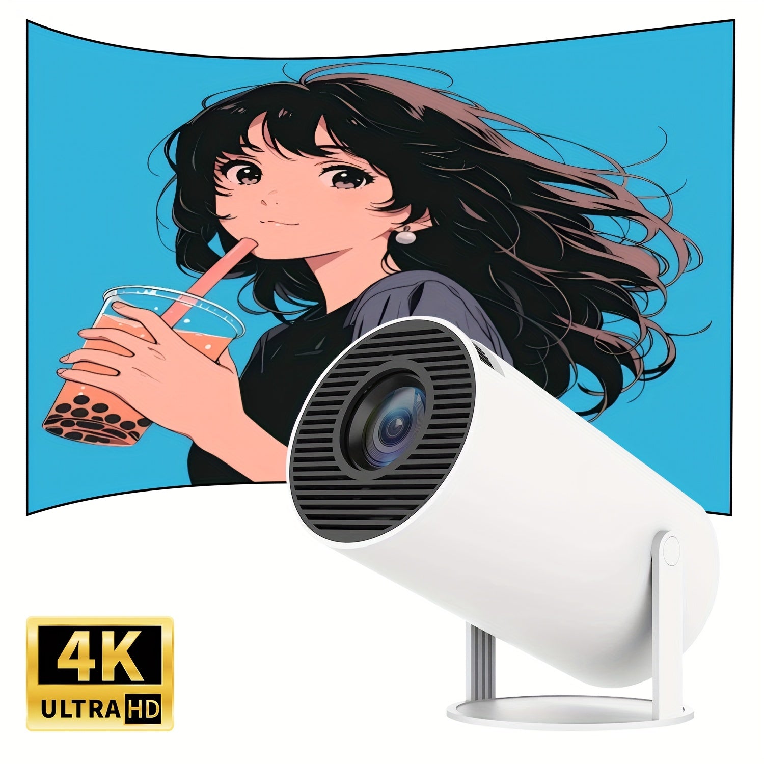 Портативный мини-проектор 4K с WiFi 6, автоматической коррекцией трапеции, беспроводной, Android