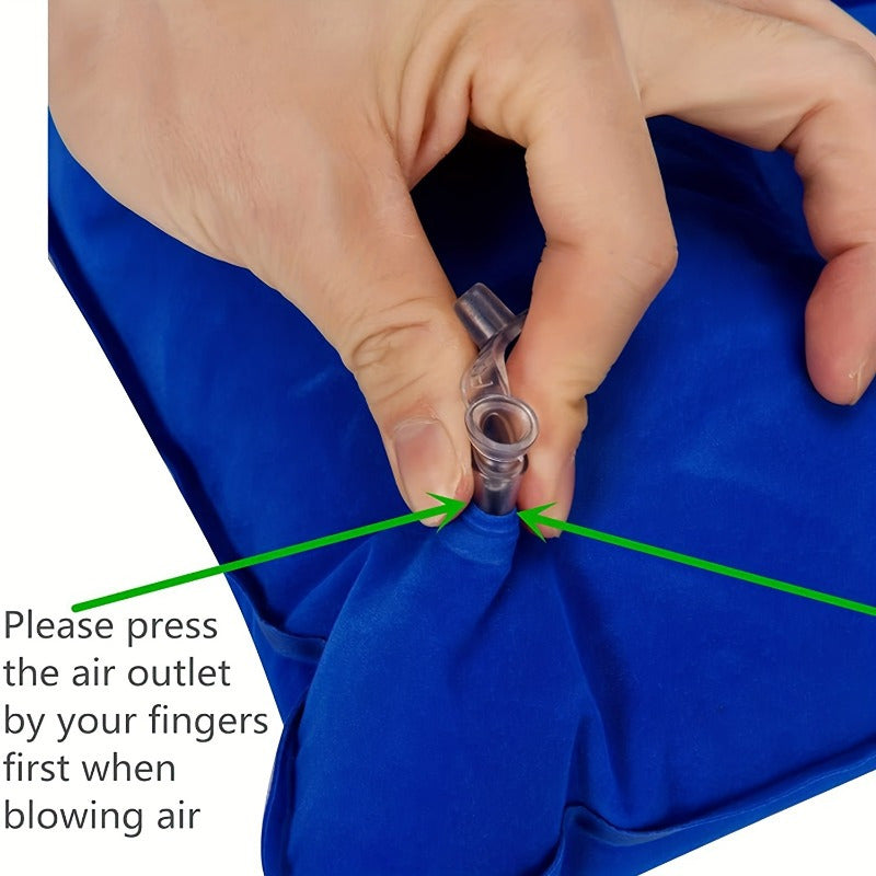 Inflatable Travel Neck Pillow Lightweight Knitted Fabric for Office Car Camping