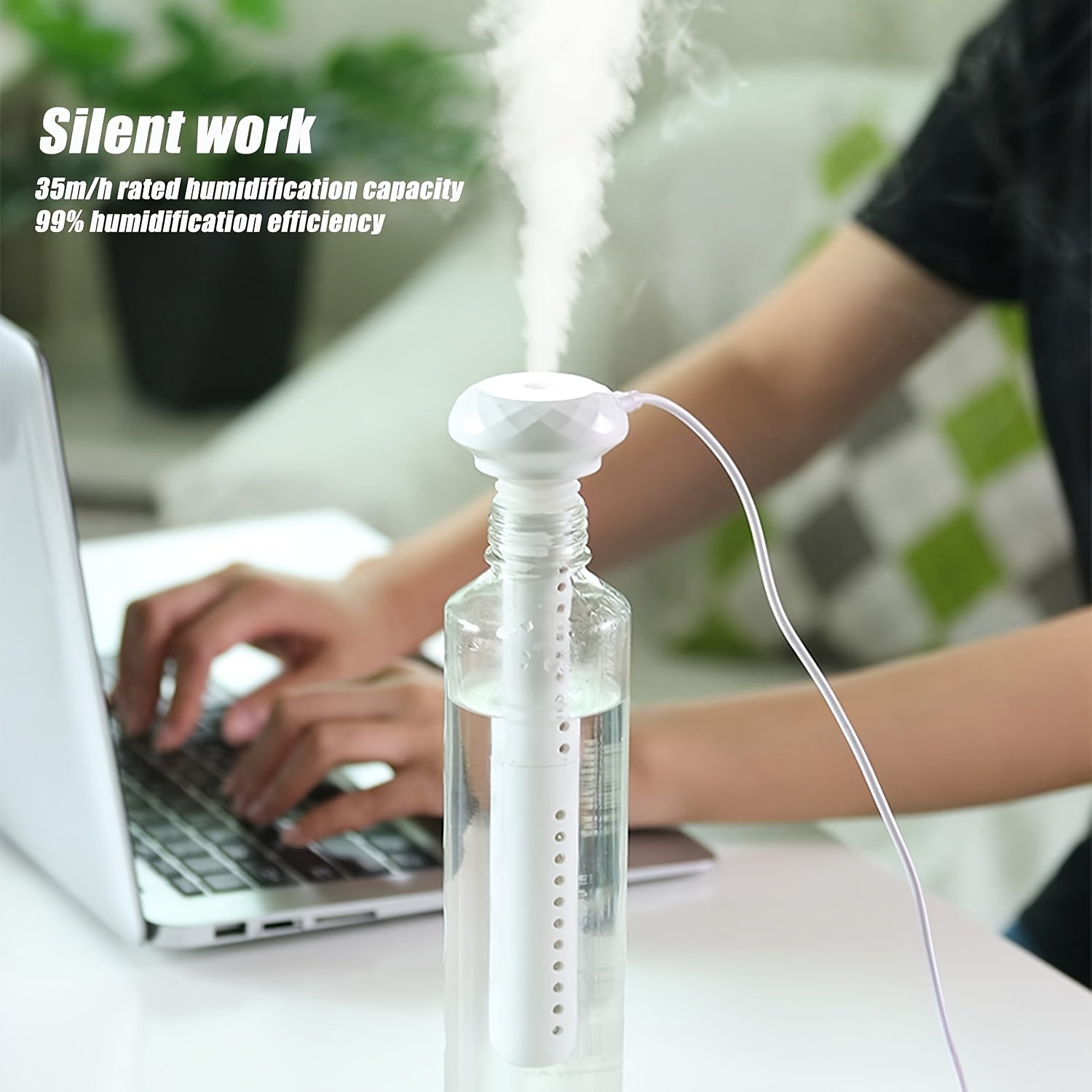 Portable Mini Humidifier USB Desktop Cool Mist for Office Plant Travel