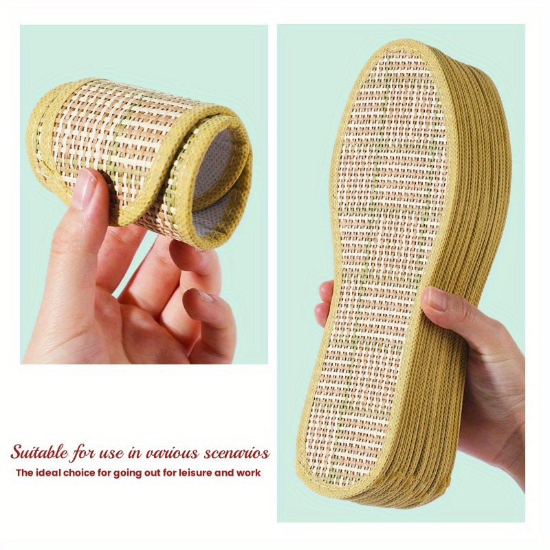 Unisex Breathable Bamboo Insole Comfort Pads 2 Pairs, Wear-Resistant