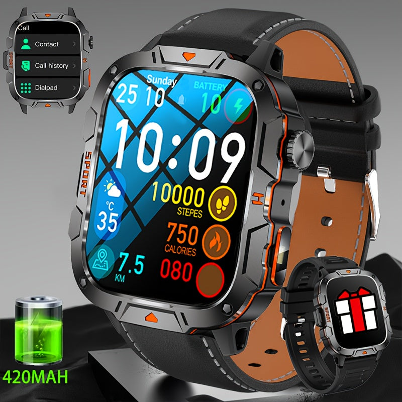 Men's Smart Watch 1.96 Inch HD Screen Waterproof IP68 Fitness Tracker with Wireless Calling and Long Battery