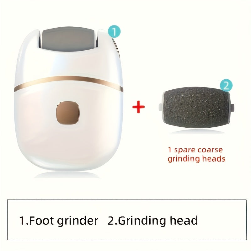 Перезаряжаемый электрический педикюрный аппарат с USB-зарядкой, 2 сменных насадки для толстой кожи, портативный и легкий в использовании.