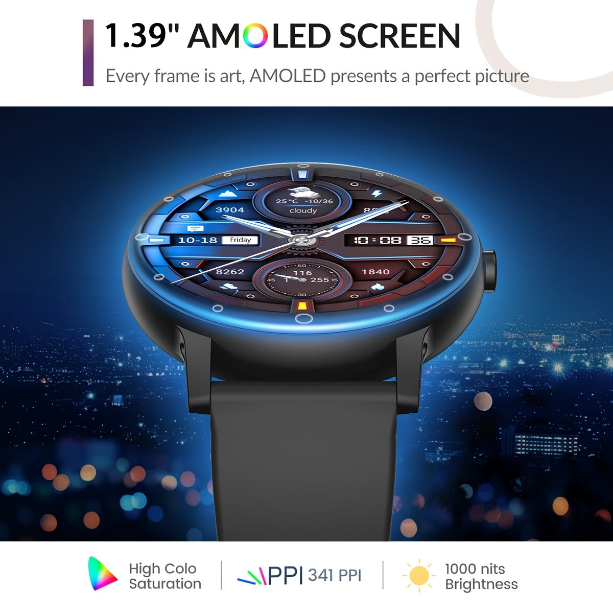 Full Touch Smart Watch with Sleep Tracker Pedometer Music Control and Sport Modes for Android and iOS