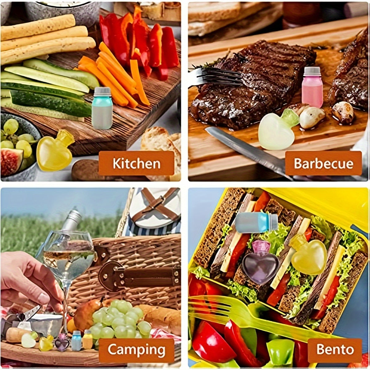 16 mini recipientes portátiles para salsas para bento, aderezo para ensalada, dispensadores de kétchup