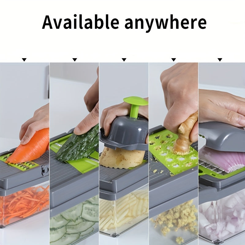 Multi-Functional Vegetable Shredder Set with 16 Blades, 500ml Capacity