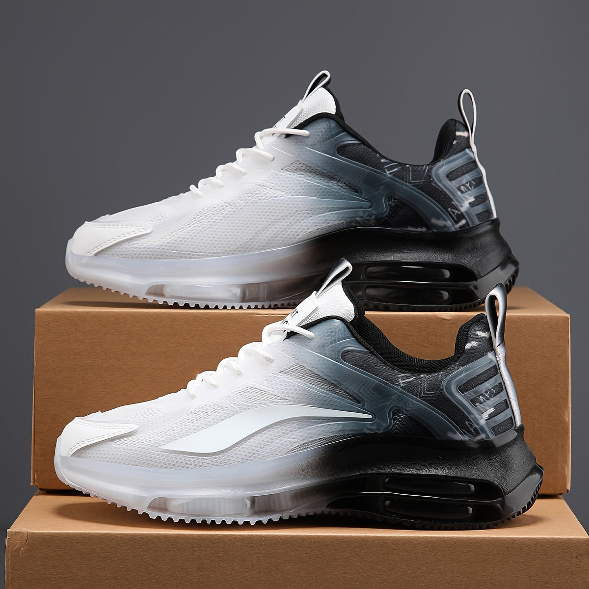 Breathable Mesh Sneakers Lightweight Casual Sports Shoes Blue White Gradient Low Top