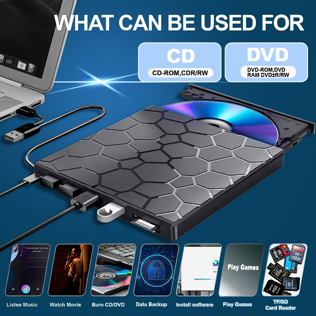USB 3.0 Type-C port, SD karta o‘qish qurilmasi va turli qurilmalar va operatsion tizimlar bilan mos keladigan ultra-ingichka portativ CD/DVD disk o‘qish qurilmasi.