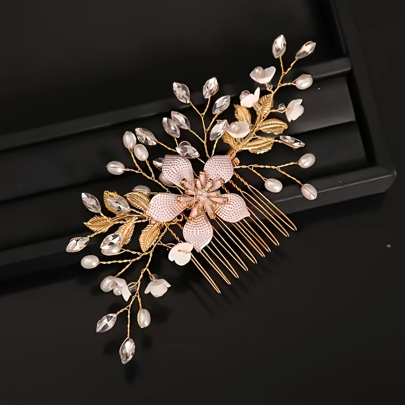 Ободок для волос нейлоновые жемчужины, стразы, цветок, свадебный аксессуар для женщин