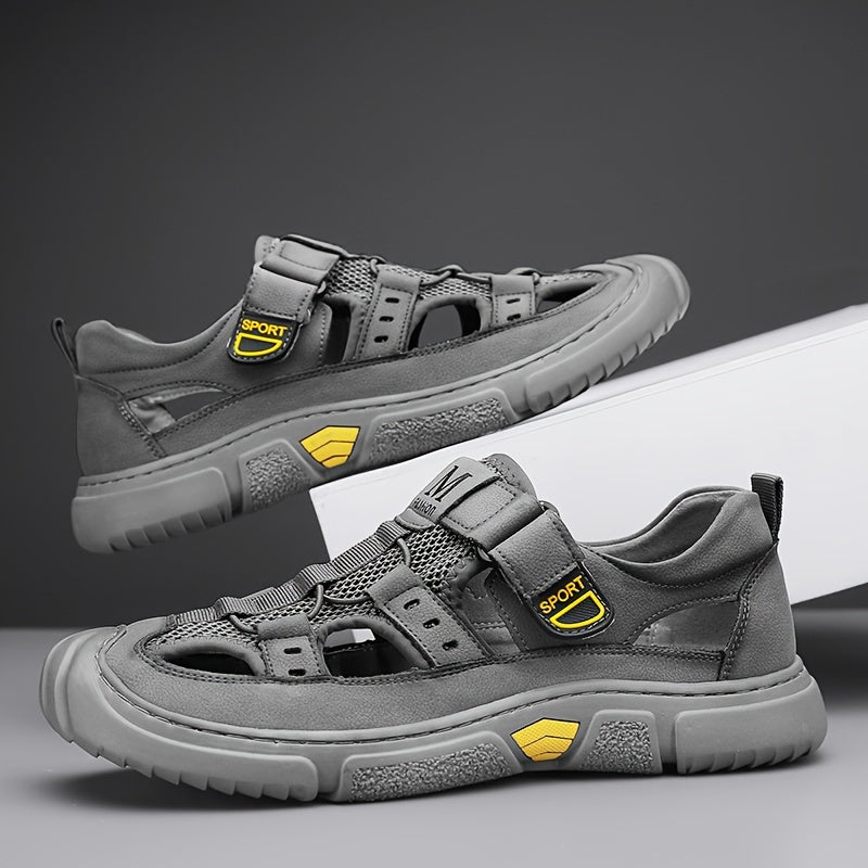 Men's Casual Summer Shoes Rubber Sole Anti-slip Solid Color Outdoor Wading Head Cover