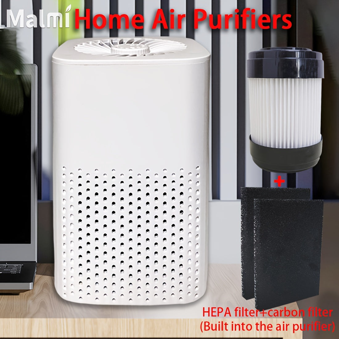 Quiet USB Air Purifier with HEPA and Activated Carbon Filters for Cars Office Bedroom