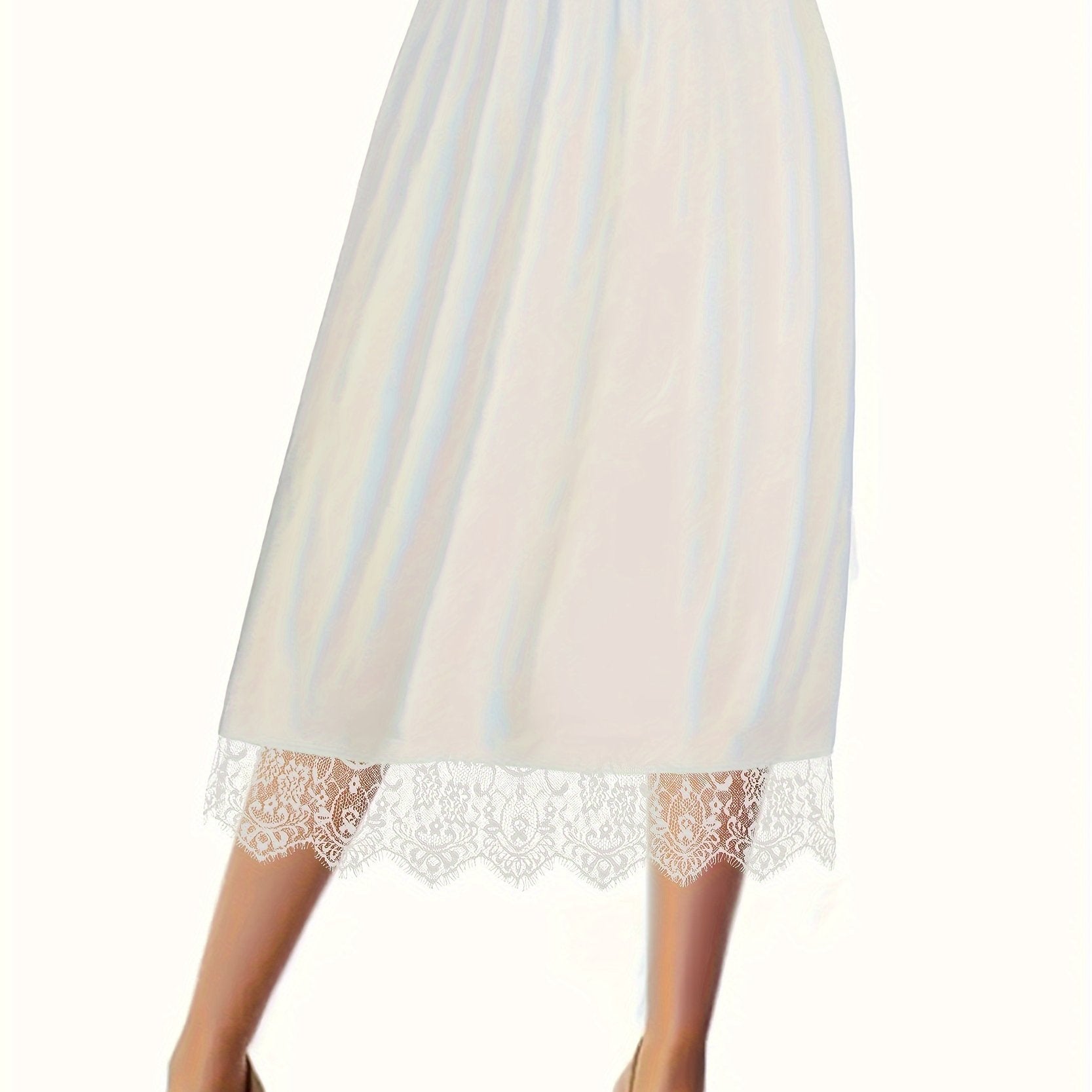 Plus Size Lace Stitching Skirt Elastic Waist Summer Women’s Clothing