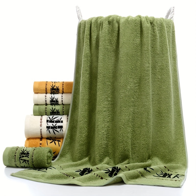 Set of 3 Bamboo Fiber Towels Bath and Hand Towels Soft Absorbent Eco-Friendly