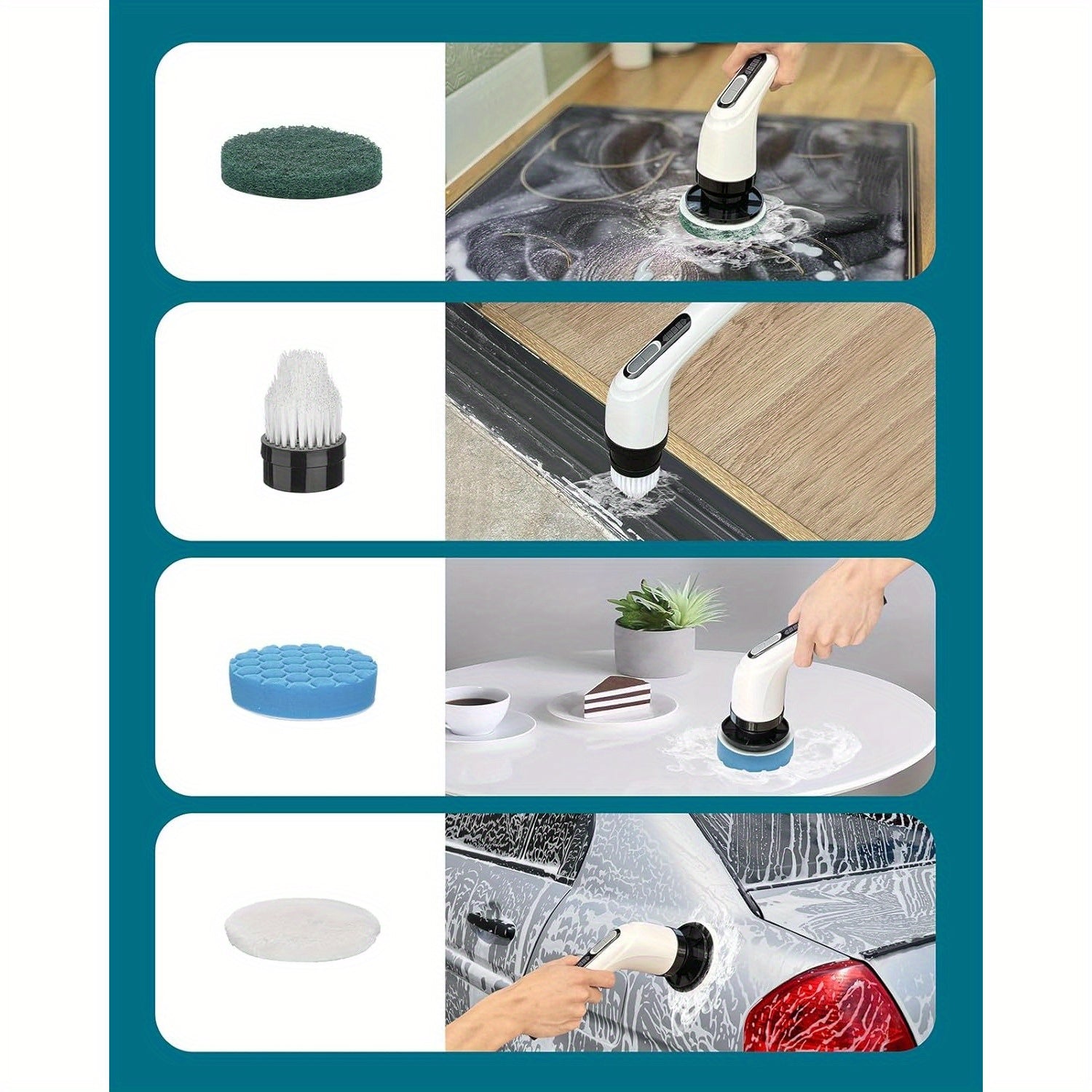 Cepillo giratorio eléctrico inalámbrico recargable USB para limpiar azulejos de baño y bañera