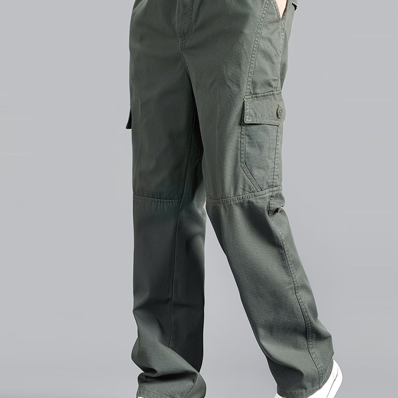 Men's Cotton Cargo Pants Solid Color Multi-Pocket Loose Fit Spring Fall Collection