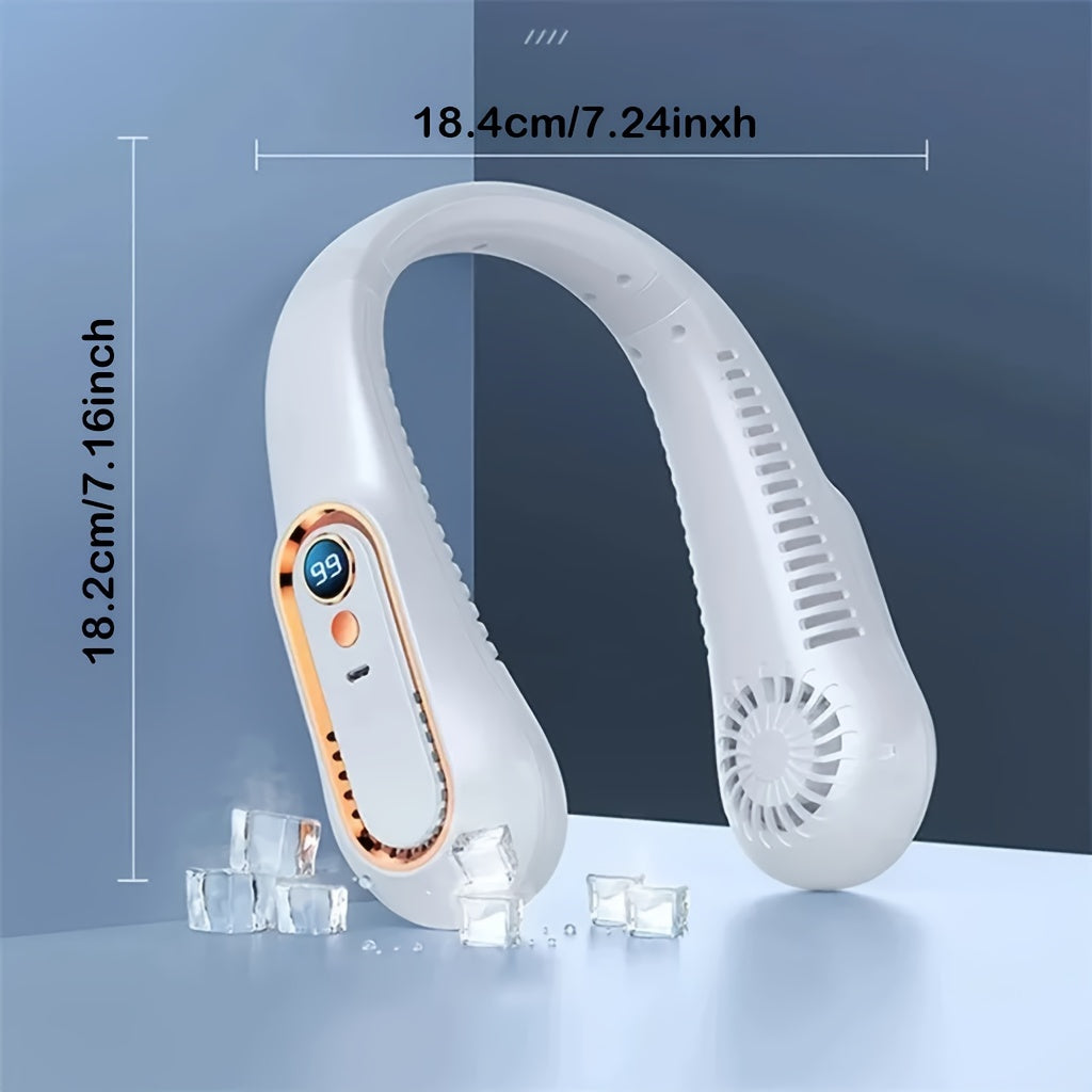 Portable Mini Neck Fan USB Rechargeable 5-Speed Adjustable Safe Comfortable for Office Sports Outdoor