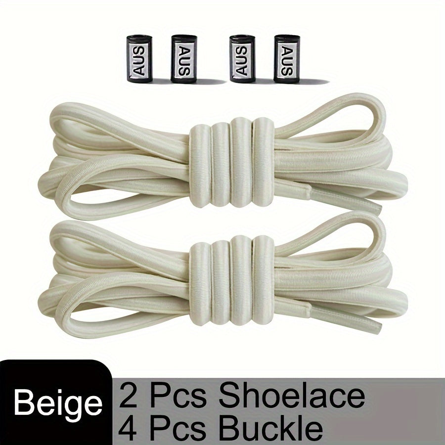 Unisex Elastic No-Tie Shoelaces with Metal Buckles for Sports and Outdoor Activities