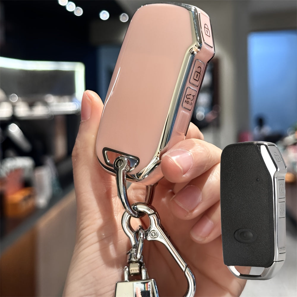 Premium TPU Car Key Case with Keychain for SUV Key Fob Cover Black