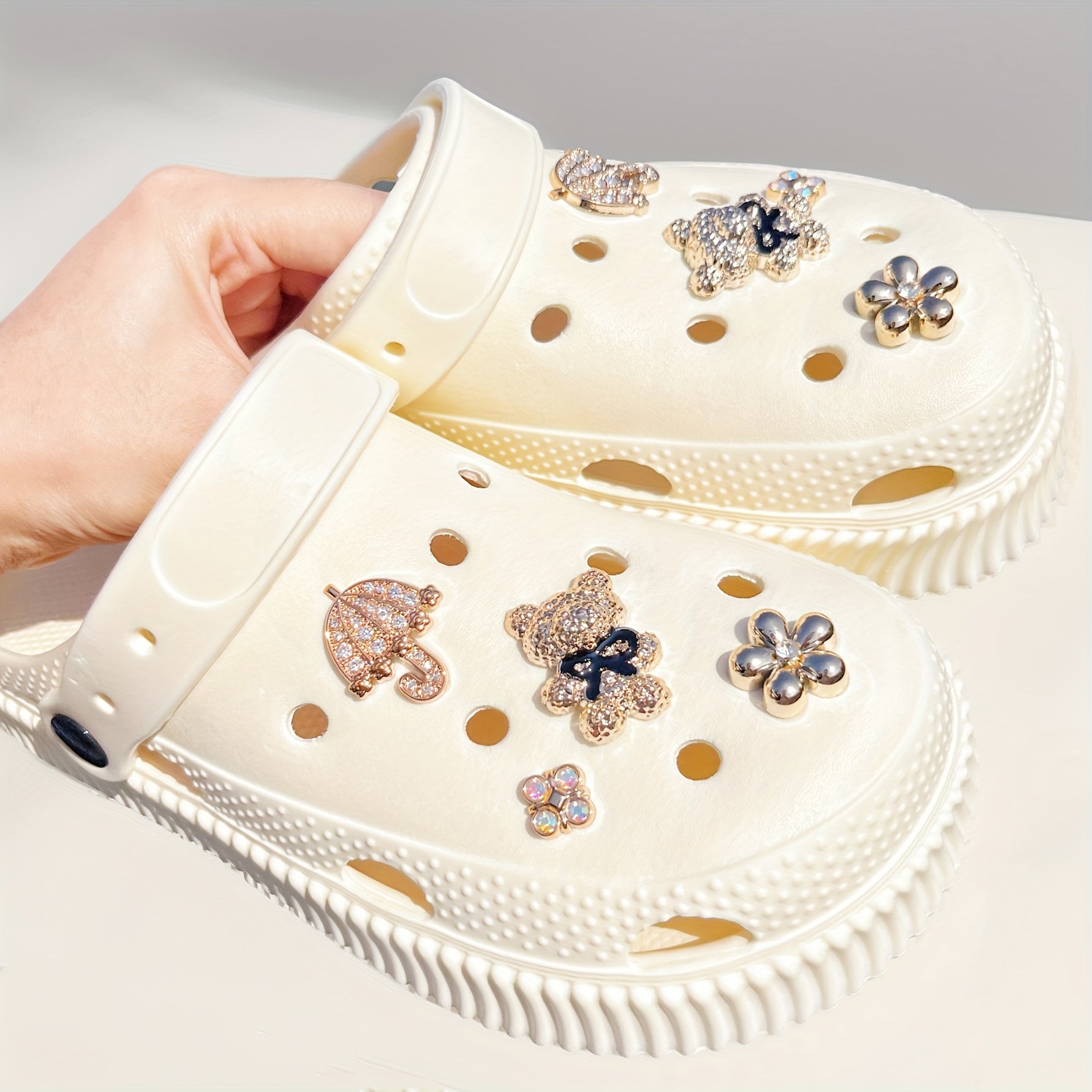 Unisex Crochet Beads Set for Clogs Beach Bags with Charms and Umbrella Shapes