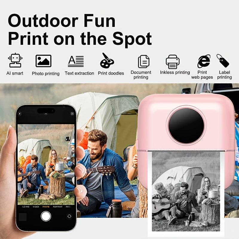 Impresora mini inalámbrica para etiquetas y fotos, recargable por USB, impresión térmica sin tinta