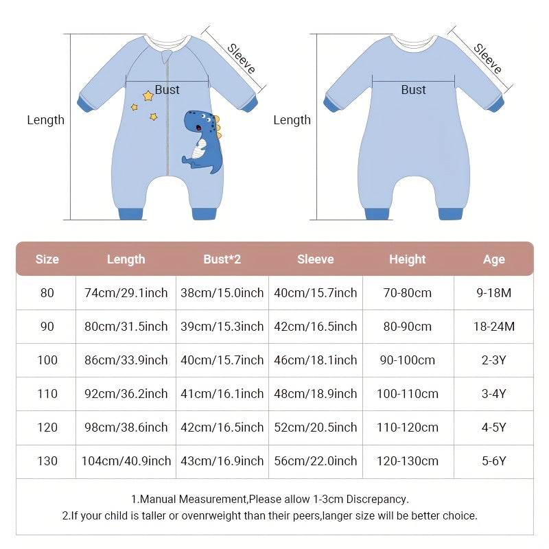 Kids Flannel Sleeping Bag with Animal Print and Zip Closure for Spring and Autumn