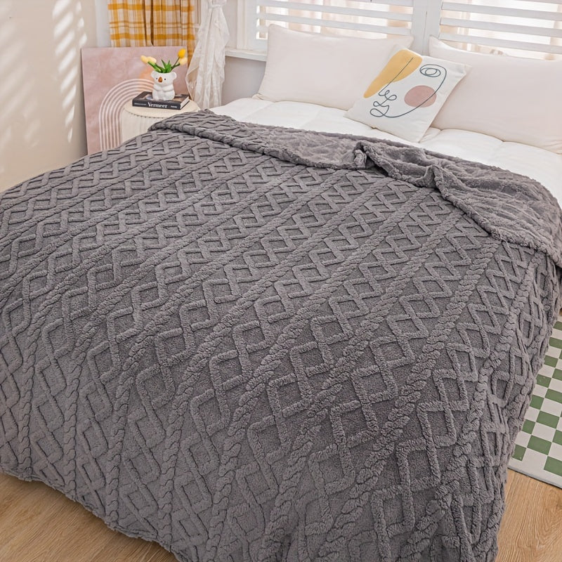 Jacquard Chenille Bed Blanket with Striped Pattern in Mixed Colors for Cozy Comfort