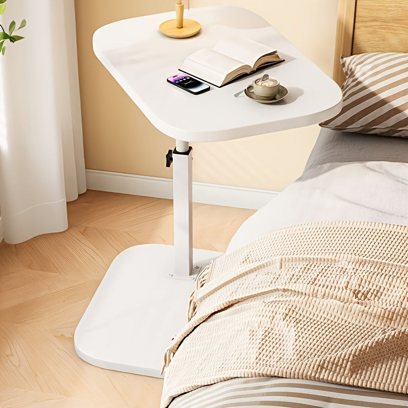 C-Shaped Side Table with Adjustable Height and 360° Swivel for Sofa Bed Bathtub