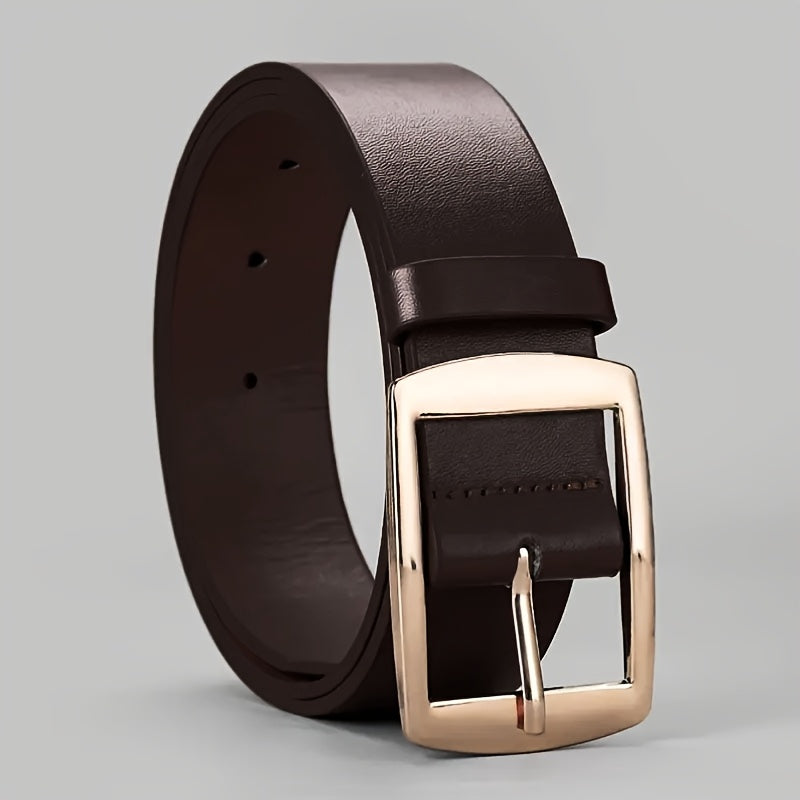 Men's Black PU Leather Belt with Smooth Alloy Buckle for Casual Daily Wear