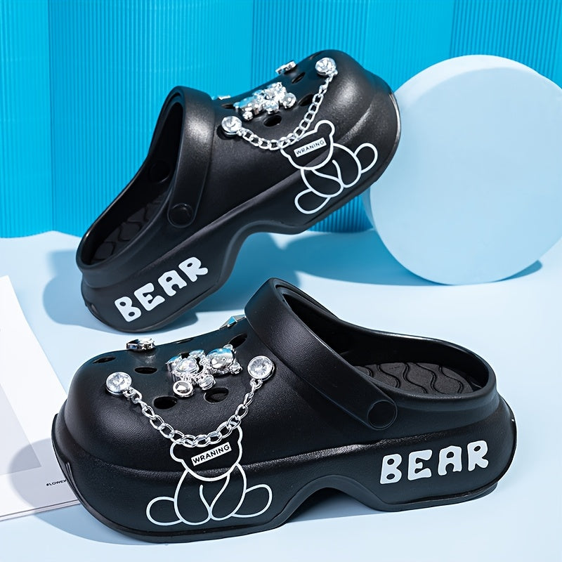 Women's Pink Bear-Themed EVA Slippers Soft Comfortable All-Season Fashion