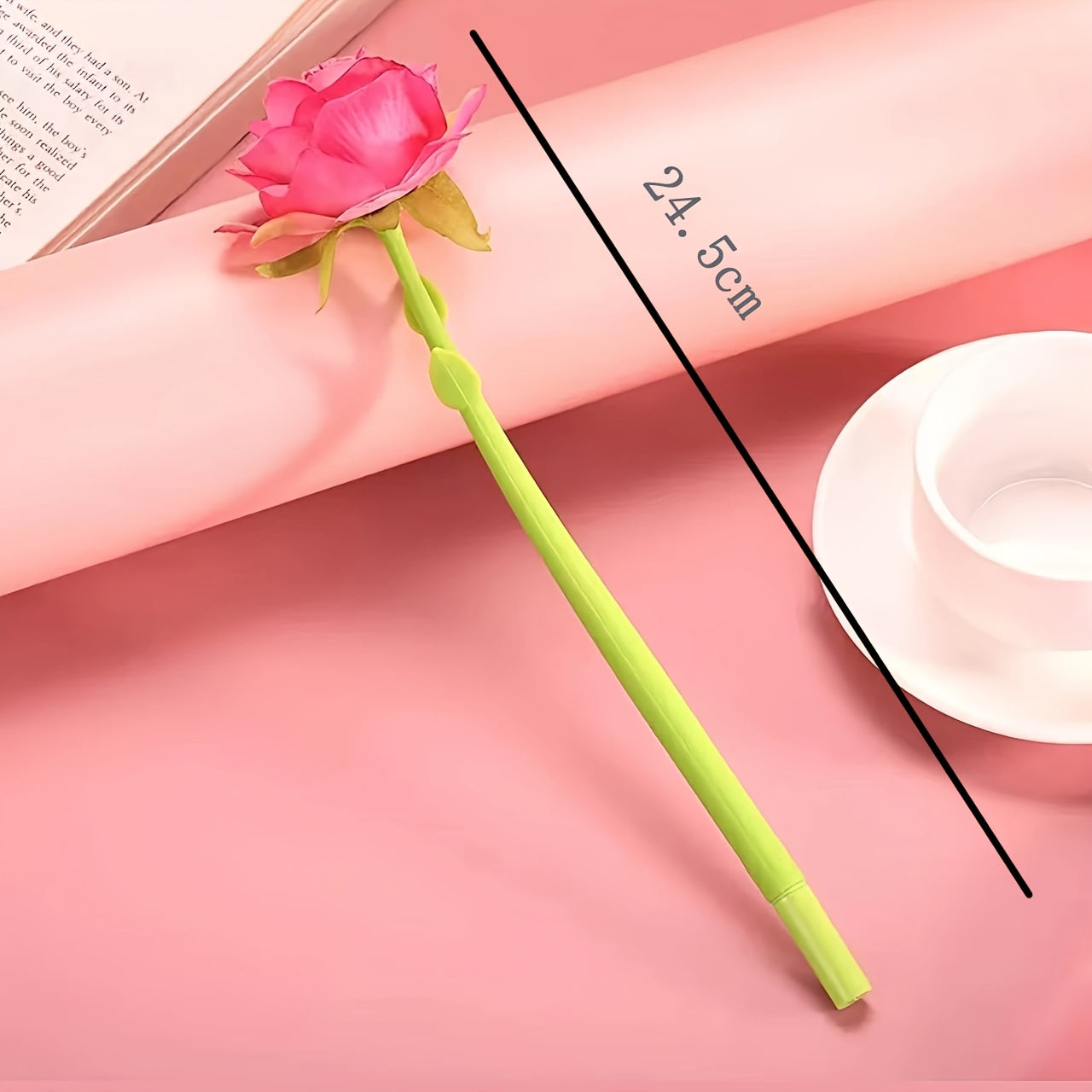 1 dona Atirgul Gel Qalam to'plami, 5 dona, 0.5 mm qora siyohli to'ldiruvchi qalam, silikon gullar dizaynida - O'qituvchilar kuni yoki Sevgi kuni uchun sovg'a berish uchun mukammal.