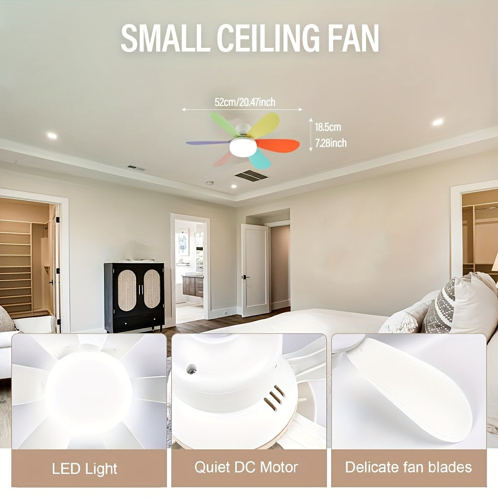 LED Smart Ceiling Fan Light with Remote Control, Timer, 6 Blades, Adjustable Brightness and Color Temperature