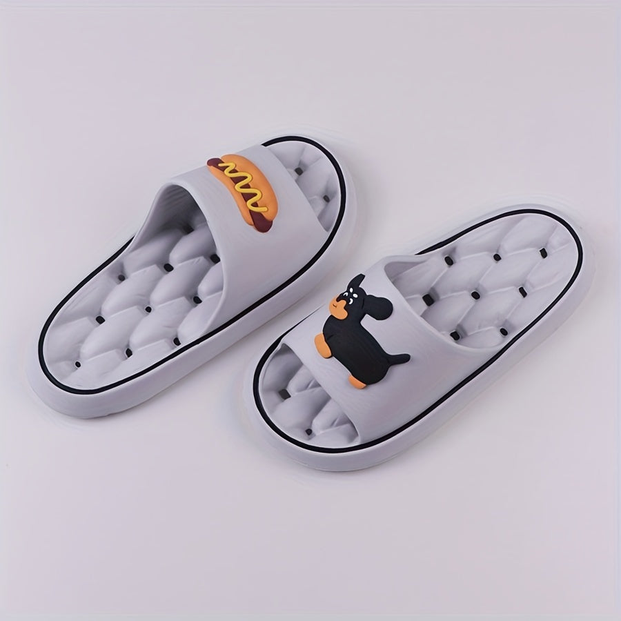 Women's EVA Slippers with Sausage Dog Print Anti-Slip Breathable Open Toe