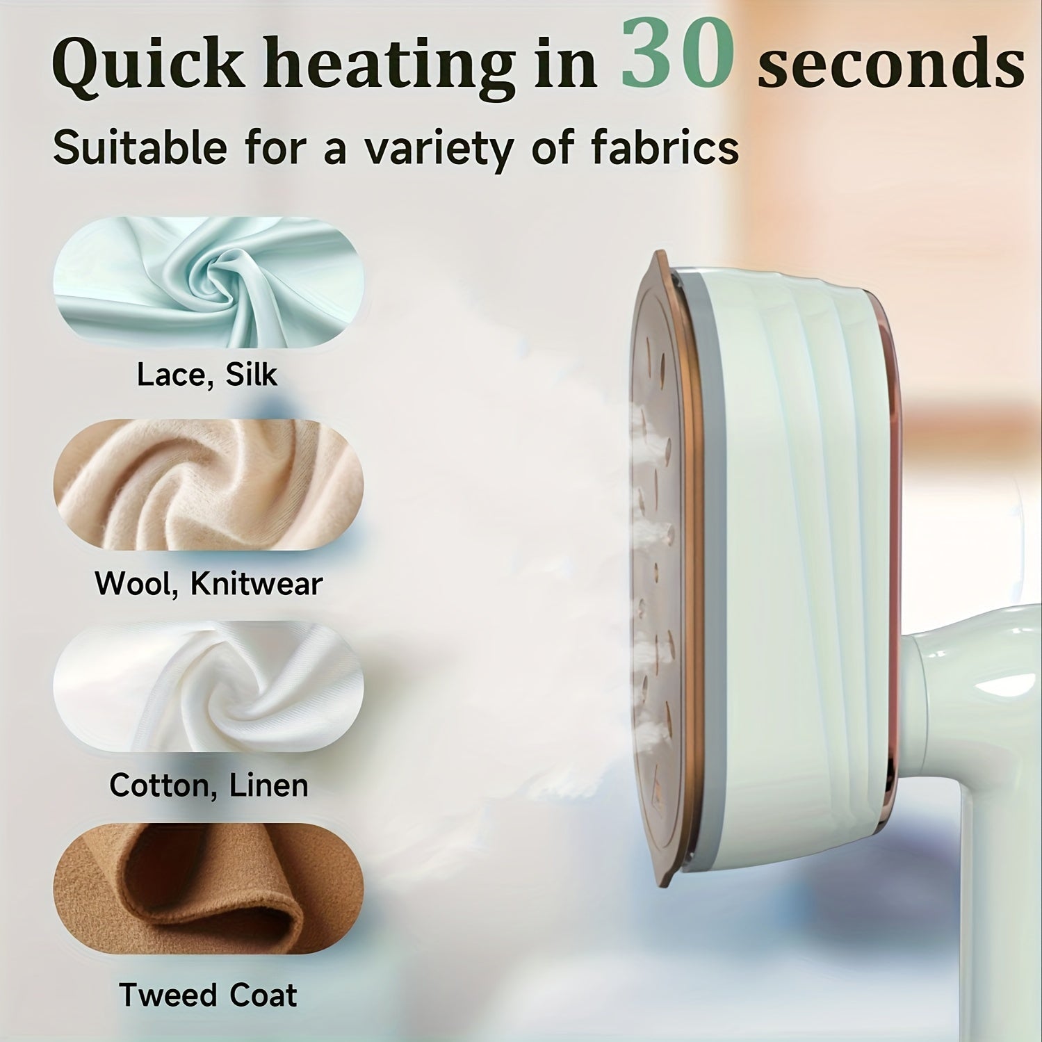 Black and White Portable Handheld Steam Iron for Travel and Dorm Rooms