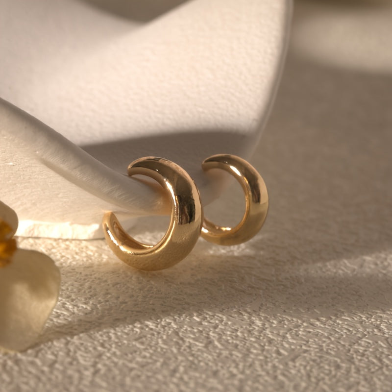 Women's Alloy Asymmetric C-Shaped Clip-On Earrings, Punk Style, Daily Wear