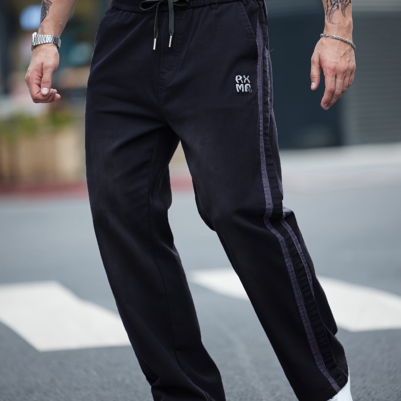 Pantalones rectos de mezclilla de algodón para hombre con cordón, casuales, deportivos, primavera y otoño