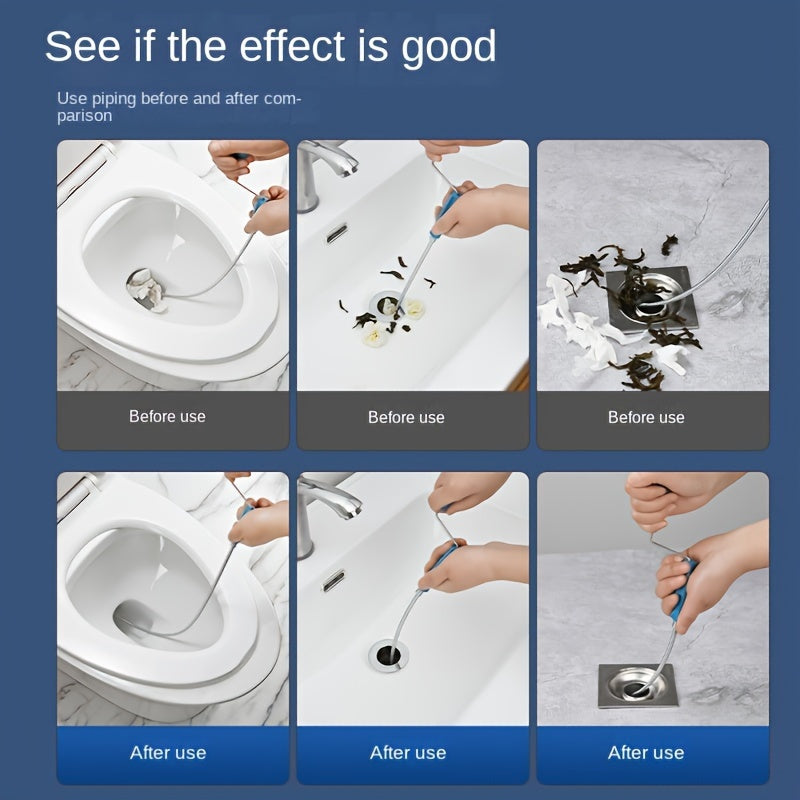 "O'zgaruvchan Quvur Tozalash Vositasi - Kanalizatsiyalarda, Hojatxonada, Oshxona va Hammom Lavabolarida, hamda Vanna to'siqlarini olib tashlaydi - Batareyalar kerak emas, Uy uchun zarur tozalash vositasi"