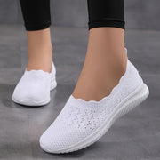 Women's Mesh Slip-On Sneakers Lightweight Casual Shoes White Low-Top