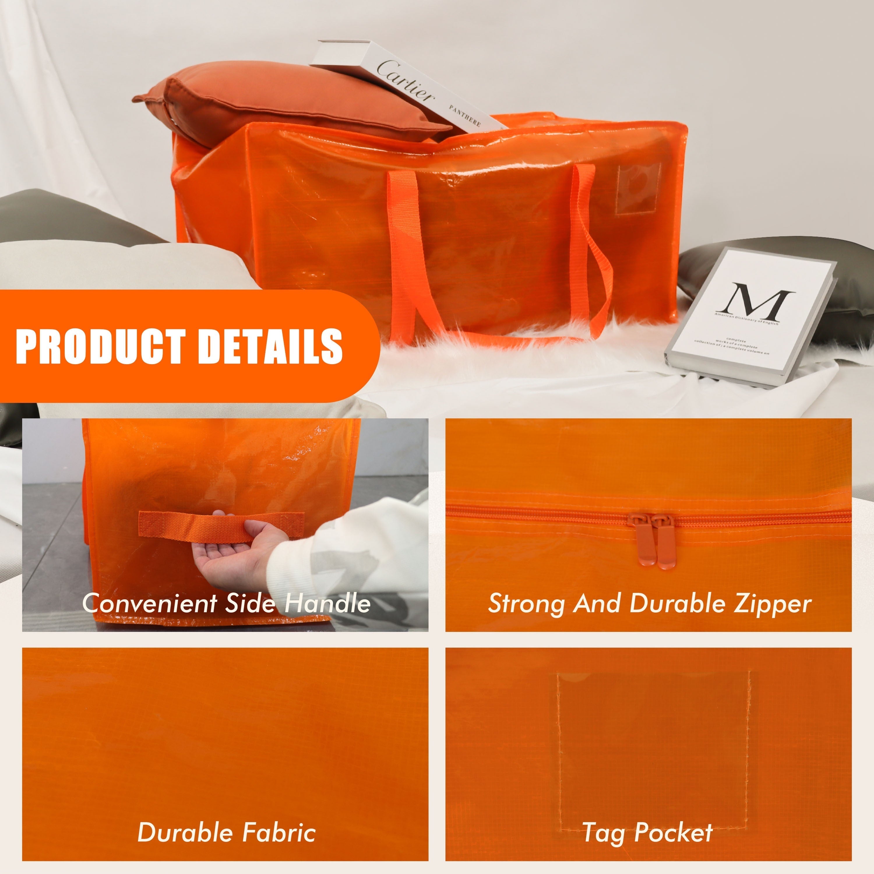 Two Large Storage Bags with Zippers Handles Durable Storage Bin for Bedroom Closet