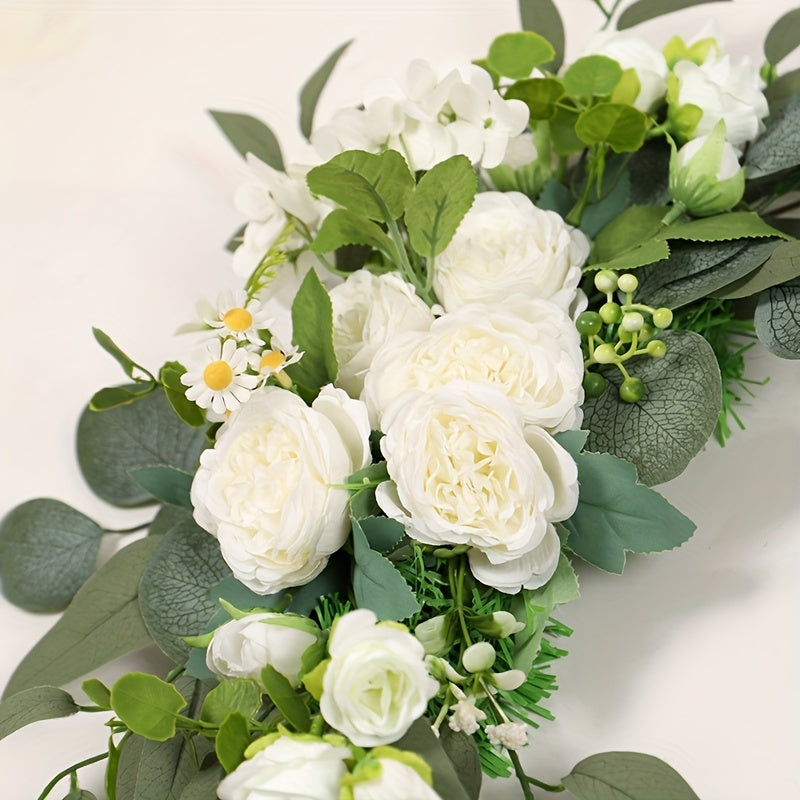 Sun'iy to'y arka to'plami, oq peony va pushti gullar bilan, marosimlar va partiyalar uchun