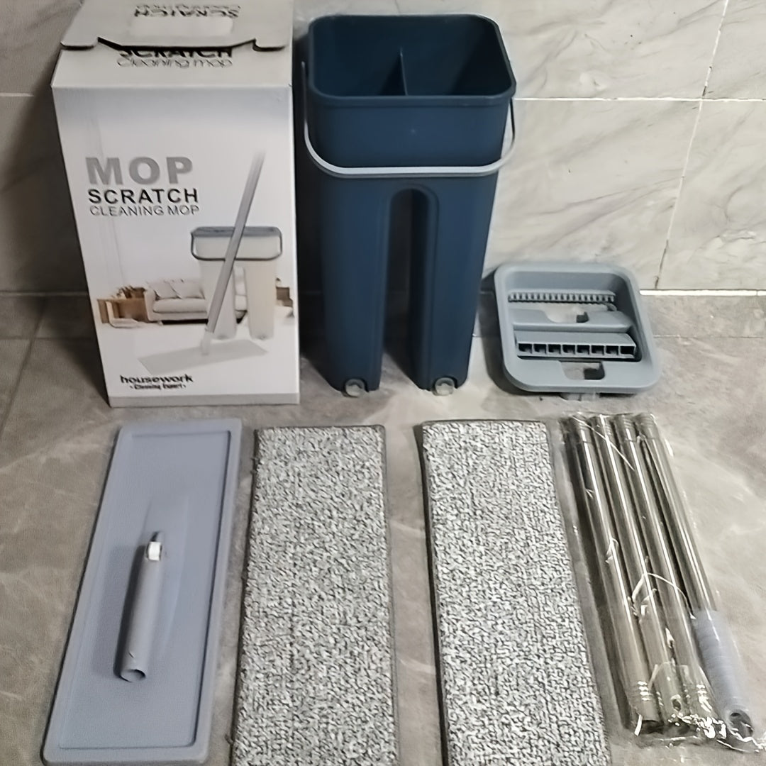 Ushbu tekis mopu qo'llaringizni ishlatmasdan oson siqish uchun maxsus ishlab chiqilgan. U chelak tizimi va nam va quruq tozalash uchun ikkita yuviladigan mikro tolali mop bilan birga keladi, bu esa uni uyda turli joylarni tozalash uchun mukammal qiladi.