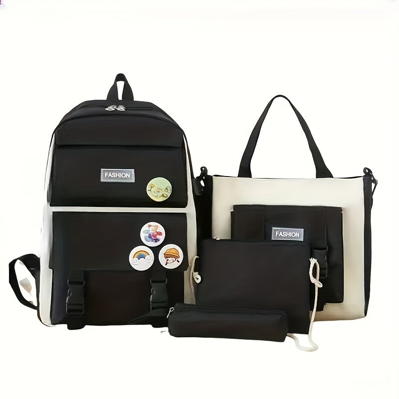 Large Capacity Canvas Backpack Set for Students Travelers and Commuters Water-Resistant Durable Multiple Pockets